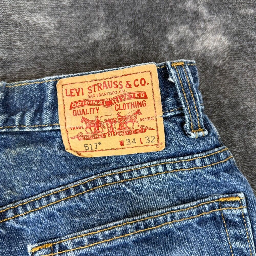 Levi's 517 Bootcut Blue Denim Jeans Men's 34X32 (33X31) Cowboy Western - Picture 12 of 13